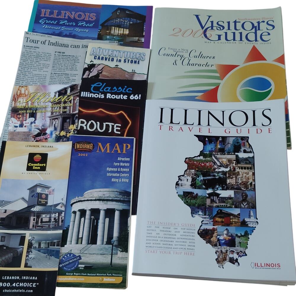 2005 Illinois Indiana Travel Ephemera Lot - Maps, Guides, Brochures & Ads